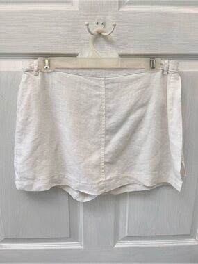 Vintage Y2K Smart Set White Linen Skort 9 Side Zipper Coquette Beachy Clean Girl